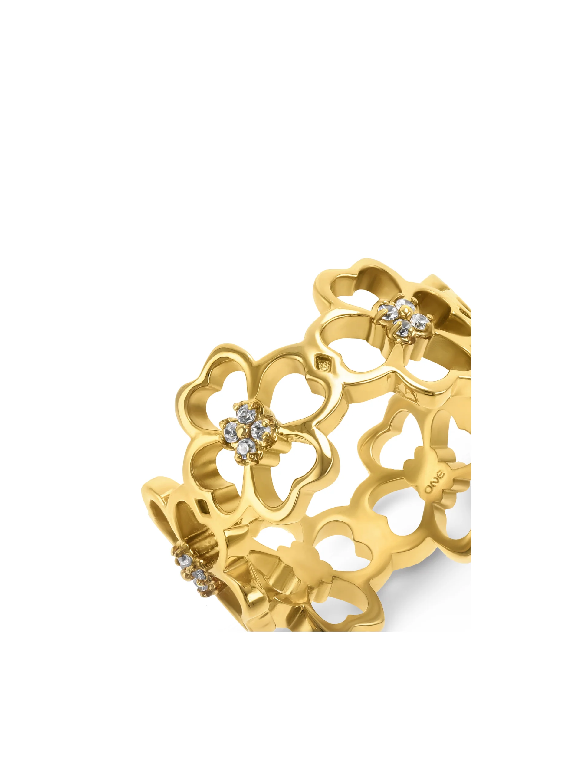 Anel One Lucky Flower Crystal Gold - Image 4